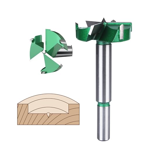 HUHAO 1-21/32" | 42mm Triple Flute Forstner Drill Bit, Tungsten Carbide Upgraded Drilling Hole Saw Woodworking Hinge Cutter Tool Kits for Wood,Plywood,Plastic,MDF - size: 42 mm