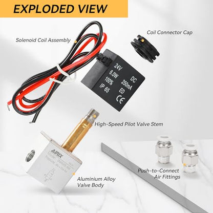 1/8" NPT Solenoid Valve 2V025-06, 2-Way Normally Closed, DC 24V, Lead - size: NPT1/8″/DC24/Out of line, style: 2-Way Solenoid Valve