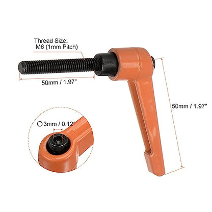 HARFINGTON 4pcs Adjustable Clamping Lever Handles M6 x 50mm Male Thread Bolt Knobs Rotating Screw Locking Quick Release Ratchet Push Button Handle, Orange - size: M6 x 50mm