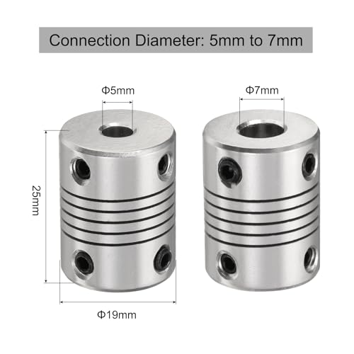 uxcell 5 Pcs Aluminum Alloy Shaft Coupling 5mm to 7mm