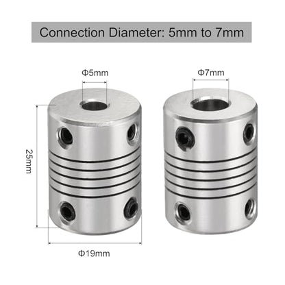 uxcell 5 Pcs Aluminum Alloy Shaft Coupling 5mm to 7mm