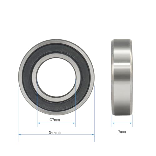 627-2RS 4 PCS Deep Groove Ball Bearing 7×22×7mm Double Black Rubber Sealed Ball Bearing Chrome Steel P0 Z2 Bearing for Industrial Machine,Power Tools and Mechanical Equipment - size: 627-2RS Size 7×22×7mm
