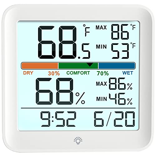 Indoor Digital Thermometer Hygrometer, Room Temperature Humidity Monitor - color: White