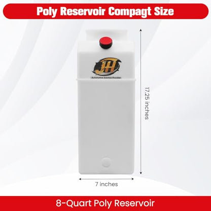8 Quart Poly Power Unit Reservoir for Hydraulic Systems, Polyethylene Flat Bottom Utility Fluid Tank for Dump Trucks Trailers RVs Boats - size: 8 Quart