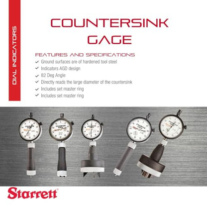 Starrett Dial Indicator Countersink Gage, .020-.170" Range - size: .020 -.170"