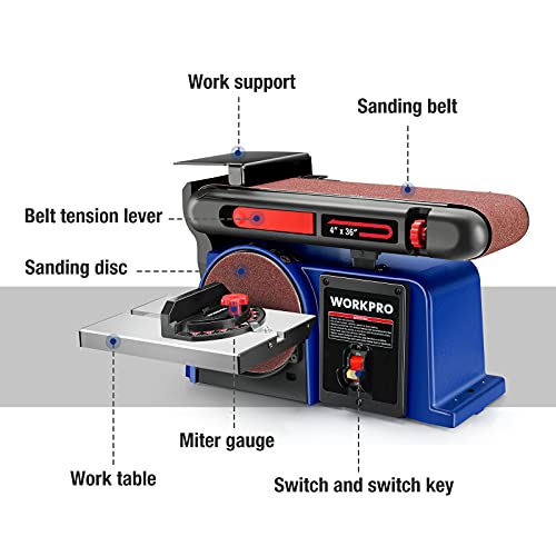 WORKPRO 4 x 36 Belt Sander with 6 Inch Disc, Belt Disc Sander