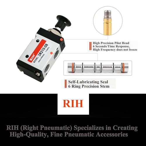 RIH 3 Way 2 Postion Air Valve Air Hand Lever Operated Valve Pneumatic Solenoid Valve Manual Control Push Pull Valves 3R210-08 (1/4"NPT) - style: 3 Way 2 Postion