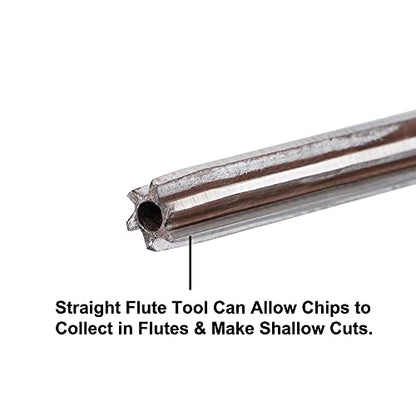 uxcell 5/16" Hand Reamer H8 Accuracy Alloy Tool Steel 6 Flutes Straight Shank Milling Cutter Tool - size: 5/16"
