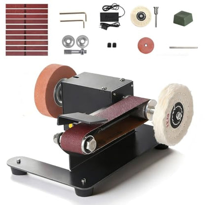 6-In-1 Mini Belt Sander Mini Belt Sander, Electric Small Sander Knife Sharpener Supplies, 7 Adjustable Speed, 795 Motor, Metal Wood DIY Handcraft, Tool & Knife Sharpening (Advanced Kit). - style: Pro - Advanced Grinding Kit
