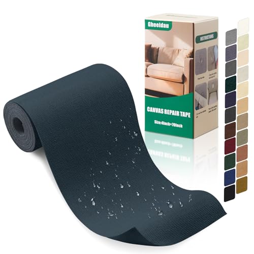 Gheeidau Canvas Repair Tape 4×70 Inch Waterproof Self-Adhesive Fabric Repair Patch for Repairing Boat Covers,Tents,Patio Umbrellas,Car Seats,Luggage,Sofas.(Grayish Blue) - color: Grayish Blue, size: 4"×70"