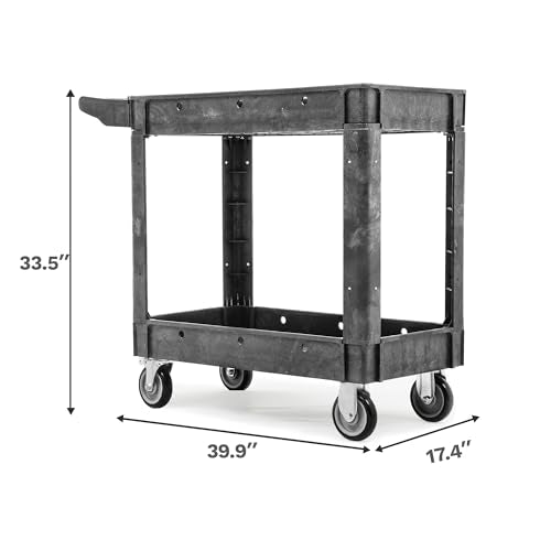 DWVO 40 x 17 in Heavy Duty Rolling Utility Cart on Wheels, Grey - color: Gray, size: 40"x17"