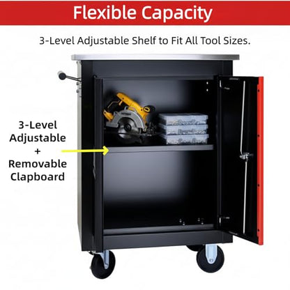 Rolling Tool Chest,Stainless Steel Worktop,Black&Red,2‑Drawer - color: Black, size: 2-Drawers