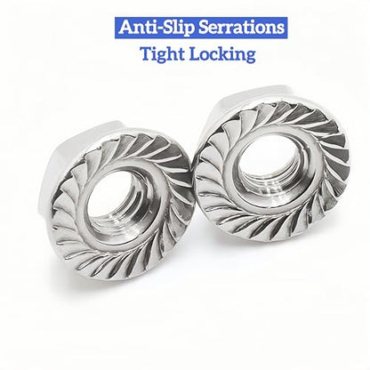 220pcs M3*0.5 Serrated Flange Nuts, 18-8(304) Stainless Steel DIN6923 Compliant, Hex Serrated Flange Lock Nuts Anti-Slip for US Industrial Automotive Construction Mechanical - size: M3 220pcs, style: Metric