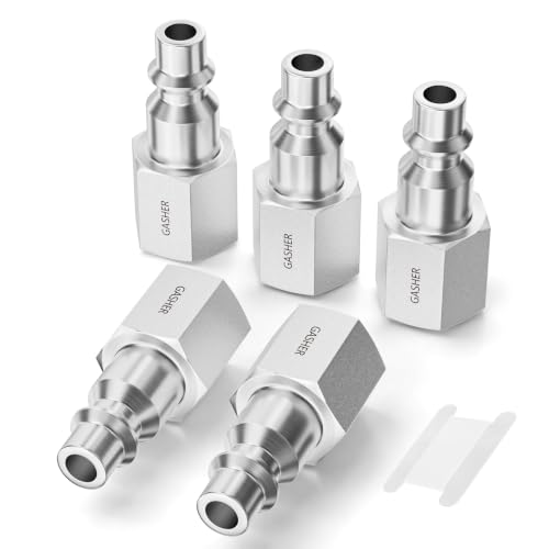 GASHER 5PCS 1/4" FNPT x 1/4" Flow 304 Stainless Steel Industrial Air Plug - size: 1/4" FNPTx1/4" Flow