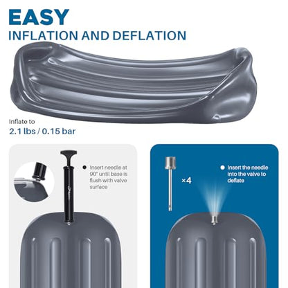 4 Pack 10 x 28 Inches Boat Fenders Bumpers for Docking - color: Mercury Gray