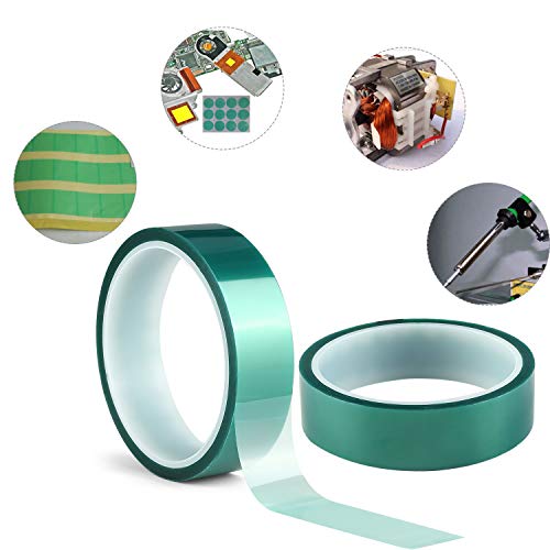3-Pack Green Polyester Hi-Temp Masking Tape Multi-Sized Value Bundle;1/2 inches,1 inches & 2 inches PET Tape with Silicone Adhesive,Ideal for Painting,Powder Coating,Anodizing,Circuit Boards - size: 3 Roll X 1/2 inches+1 inches+2 inches
