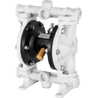 VEVOR Air-Operated Double Diaphragm Pump, 1/2 in Inlet & Outlet, Polypropylene Body, 2.5 GPM & Max 80PSI, PTFE Diaphragm Pneumatic Transfer Pump for Petroleum, Diesel, Oil & Low Viscosity Fluids - size: 2.5 GPM