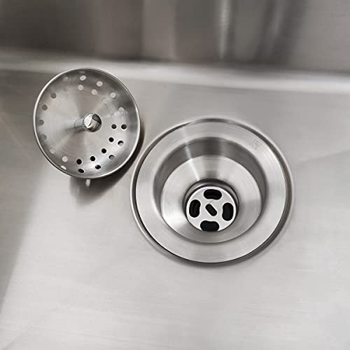 EADOT 3-1/2 Brushed Nickel Sink Drain Assembly with Strainer Basket Stopper