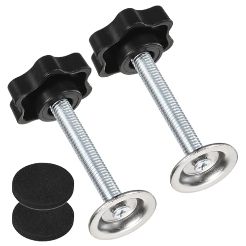 M METERXITY 2-Pack Star Handle Hand Screws, M8x50mm Carbon Steel Thread Star Clamping Knobs with Screws, Pressure Plate and Rubber Pad for Woodworking/Mechanical Equipment [Black] - size: M8 x 50mm