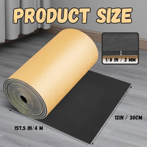 1 Pc 157 x 12 x 1/8 Inch Large Closed Cell Foam, Marine Foam Roll, Black - size: 157 x 12 x 1/8 Inch