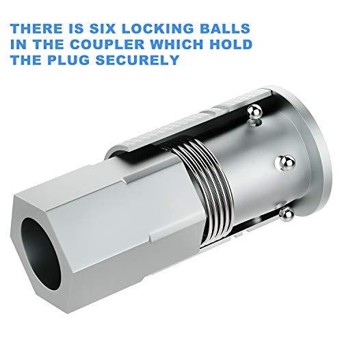 Industrial Air Coupler and Plug Kit, 3/8 Inch High Flow Body Size, 1/4 Inch NPT Threads Size, Steel Material, 9 Pieces Air Compressor Hose Accessories Fittings - size: 3/8 inches
