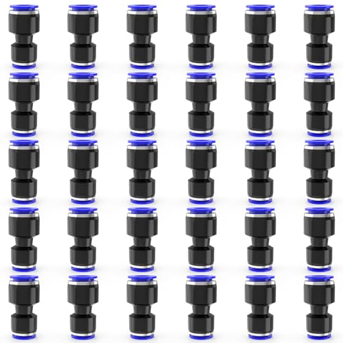 30-PACK 1/2" OD x 1/4" OD Straight Push to Connect Fittings,Reducer Union/Coupler PG1/2-1/4 Pneumatic Quick Connect Air Line Push Lock Hose Fittings - size: 1/2"OD x 1/4"OD/BLUE