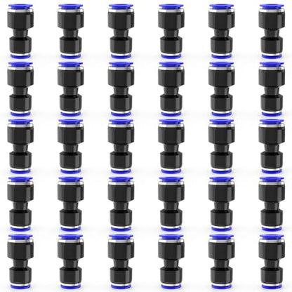 30-PACK 1/2" OD x 1/4" OD Straight Push to Connect Fittings,Reducer Union/Coupler PG1/2-1/4 Pneumatic Quick Connect Air Line Push Lock Hose Fittings - size: 1/2"OD x 1/4"OD/BLUE