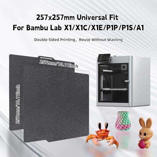 IdeaFormer for Bambu Lab X2D X1 X1C X1E P1P P1S P2S A1 Black PEI Build Plate, 257x257mm Flexible P2S P1S X2D PEI Print Bed Plate for Bambu Lab 3D Printer - color: Double Sided Textured Black PEI