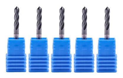 4 Flute 90° Solid Carbide Drill Mill Set(5Pcs, 1/8"), AlTiN Coated - size: 5Pcs 1/8"