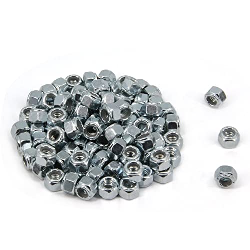 1/4"-20 Nylon Insert Hex Lock Nuts,Carbon Steel White Zinc Plated, Hex Lock Nut Silver Self-Locking Nylock Locknuts,100pcs/pack (1/4"-20-100pcs) - size: 1/4"-20-100pcs