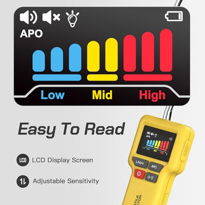 Natural Gas & Propane Leak Detector, TIDOOS Gas Leak Detector for Locating the Source of Combustible Gas Leaks (Includes 3 × Battery & Storage Bag) - Yellow