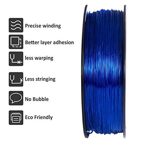 GIANTARM 95A TPU 3D Printer Filament 1.75mm, 1kg, Clear Blue, +/- 0.03mm - color: Tpu Blue