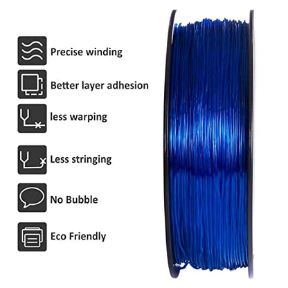GIANTARM 95A TPU 3D Printer Filament 1.75mm, 1kg, Clear Blue, +/- 0.03mm - color: Tpu Blue