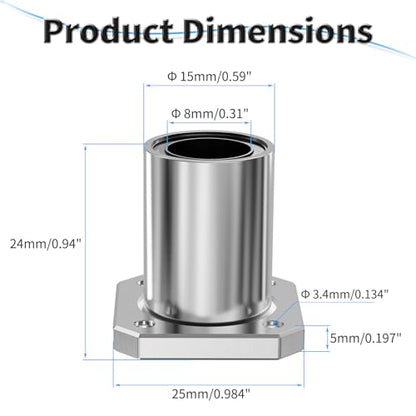 4 Pcs LMK8UU Square Flange Linear Ball Bearings, 8x15x24mm - size: LMK8UU
