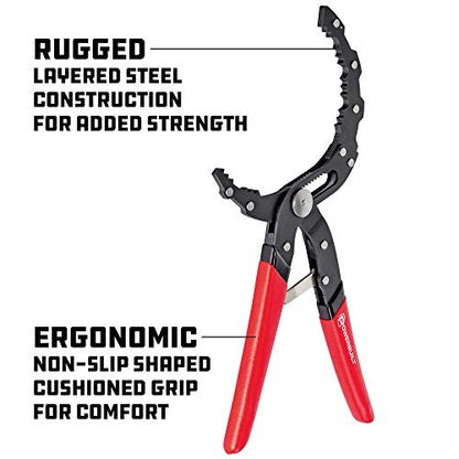 Powerbuilt Self-Adjusting Oil Filter Pliers, Adjustable Oil Filter Wrench, Grips and turns oil filters from 2-1/4-Inch (57mm) to 4-3/4-Inch (120mm) - 942068 - style: Self-Adjusting