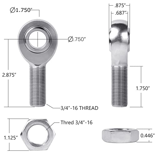 3/4" Heim Joint Rod End Kit,.750" Chromoly Heim Joints Panhard Rod End Kit - size: 3/4 inch, style: 1 Pair