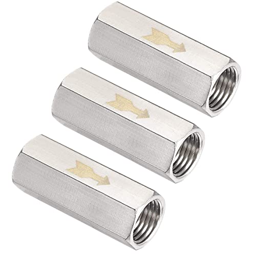 One Way Air Check Valve 1/4'' Femal Threaded Full Ports Brass Nickel Plating Non Return Check Valve, 3Pcs - color: 1/4