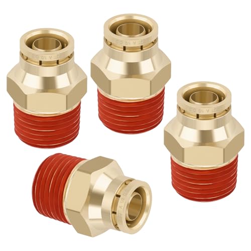 DOT Approved Male Straight Brass Union 1/2" Tube x 1/2" NPT, 4PCS - size: 1/2" OD x 1/2" NPT