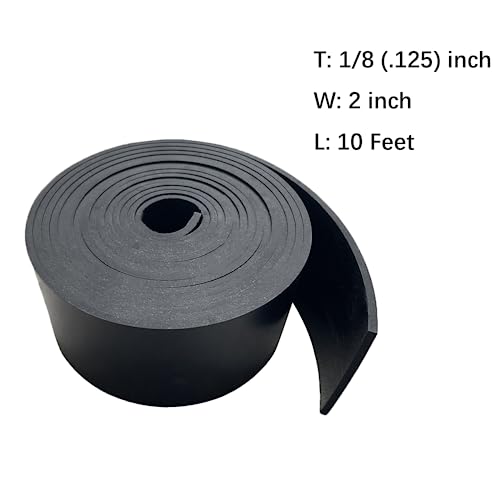 Solid Rubber Strip Roll 1/8 (.125)" Thick X 2" Wide X 10'Long - size: 2"X10'X1/8, style: No Adhesive