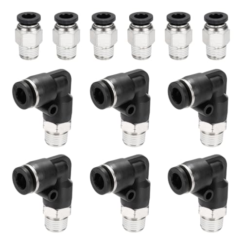 uxcell 12Pcs Push to Connect Fittings, 1/4"ODx1/8"NPT Brass - size: 1/4"ODx1/8"NPT