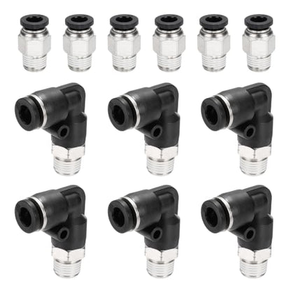uxcell 12Pcs Push to Connect Fittings, 1/4"ODx1/8"NPT Brass - size: 1/4"ODx1/8"NPT