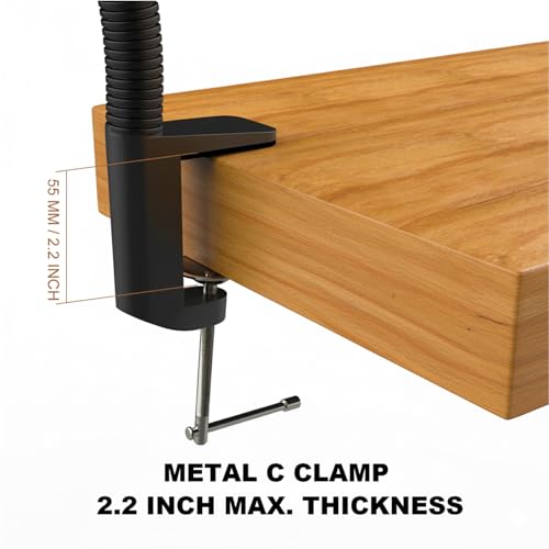 LED Clamp Work Light, 1500lumens 20in Flexible Gooseneck Work Lamp with C-Clamp for Lathe Machines, Workbenches. 15W