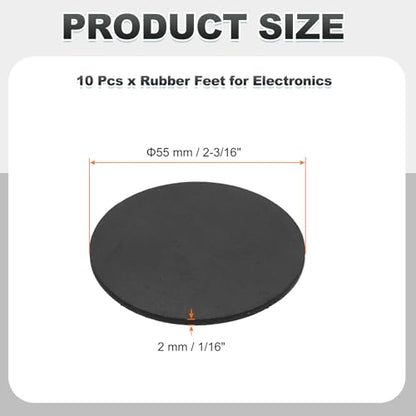 PATIKIL Non Slip Furniture Pads 2-3/16" (55mm x 2mm), 10 Pcs Adhesive Backed Round Rubber Feet Anti-Scratch Rubber Furniture Grippers for Hardwood Floor Electronics Bed Drawers DIY - size: 55mm x 2mm