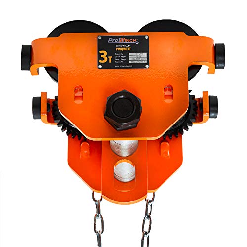 Prowinch Heavy Duty 3 Ton Capacity Manual Chain Trolley 6000 lb Geared