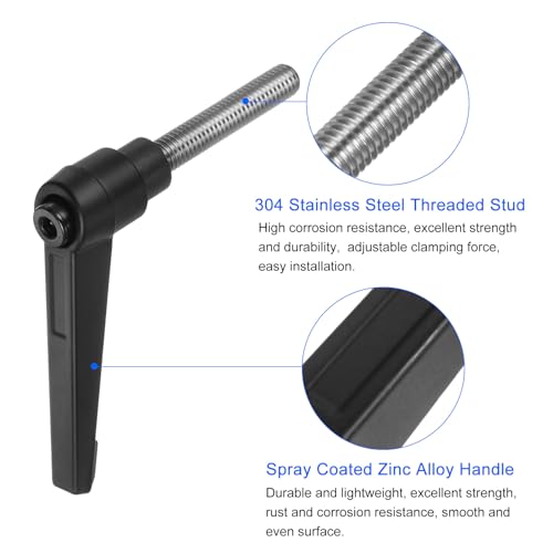 uxcell 4pcs Clamping Lever Handles, M8 x 40mm 304 Stainless Steel Threaded Male Stud, Adjustable Handles Locking Quick Release Ratchet Push Button Bolt Knobs, Black - size: M8 x 40mm