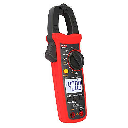 UNI-T Digital Clamp Meter UT203+, AC Current True RMS HVAC Volt Amp Ohm Meter Clamp On Multimeter, Auto Ranging 4,000 Counts NCV AC DC Voltage Frequency Resistance Capacitance Continuity Diode Tester - size: UT203+