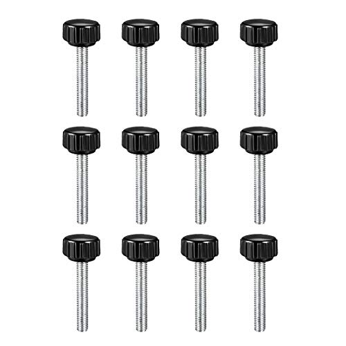 uxcell M5 x 30mm Metric Male Thread Knurled Clamping Knobs Grip Thumb Screw on Type Plastic Threaded Hand Bolt Knobs Black 12 Pcs - size: M5 x 30