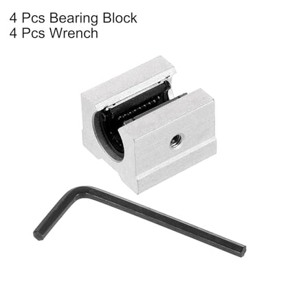 uxcell 4pcs SBR12UU Linear Bearing Block 12mm Open Slide Bearing Long Block for SBR12 Linear Motion Shaft Guides Slide Rails as 3D Printer CNC Router Part, Silver Tone