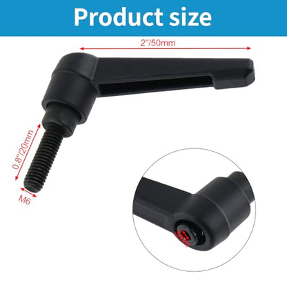 Clamping Lever Handles M6 x 20mm Push Button Ratchet Lever Male Threaded Stud Adjustable Handles Hand Knobs Rotating Screw Handles Bolts with Locking Lever -6pcs - size: M6 x 20mm