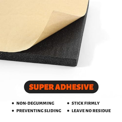 3/4''T x 12''W x 59''L Neoprene Sponge Foam Rubber Sheet Roll with Self-Adhesive Easy Cut DIY Adhesive Padding Perfect Cosplay Multi-Function Soundproof, Black